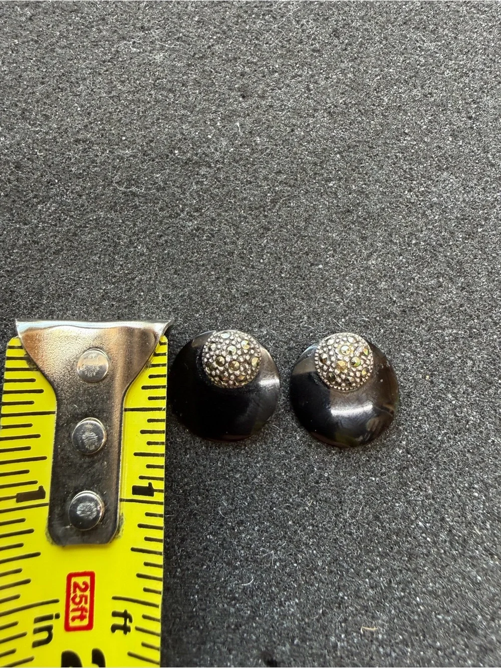 Vintage 925 Sterling Silver and Marcasite Button Earrings